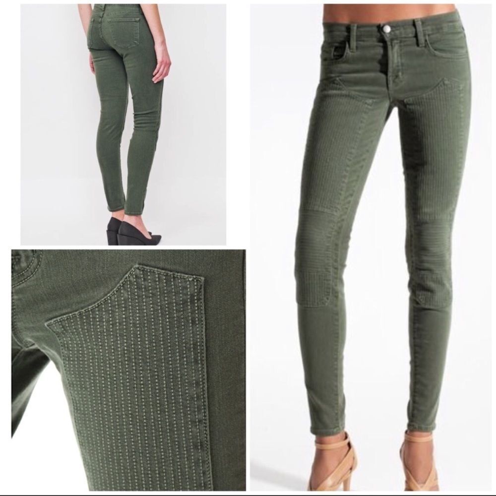 J Brand Roz Moto Skinny Jeans Vin Mantis Green 25